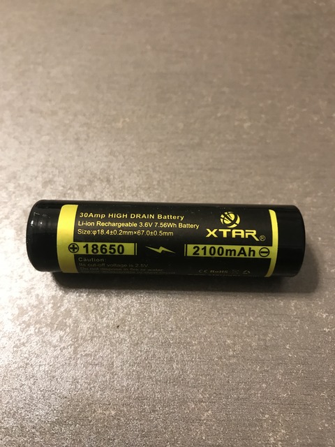 Xtar Li-Mn 18650 2100mAh 30A High Drain battery with Nipple 3